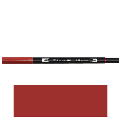 【トンボ鉛筆】ＡＢＴ　デュアルブラッシュペン　水彩　マーカー　カラーペン　ツインタイプ　DUALBRUSH　単色（ワインレッド） １本/AB-T837