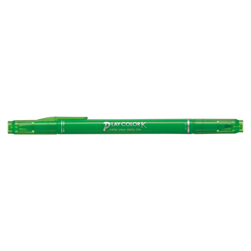 【トンボ鉛筆】水性サインペン　プレイカラーＫ　ツインタイプ　0.3＋0.8ｍｍ　きみどり １本/WS-PK06
