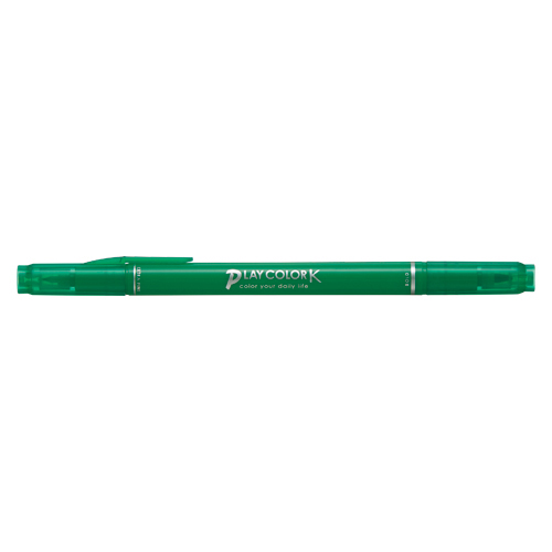 【トンボ鉛筆】水性サインペン　プレイカラーＫ　ツインタイプ　0.3＋0.8ｍｍ　みどり １本/WS-PK07