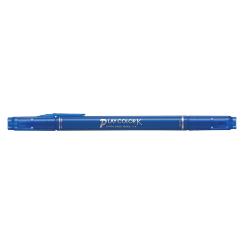 【トンボ鉛筆】水性サインペン　プレイカラーＫ　ツインタイプ　0.3＋0.8ｍｍ　あお １本/WS-PK15