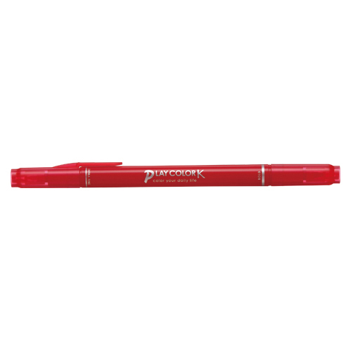 【トンボ鉛筆】水性サインペン　プレイカラーＫ　ツインタイプ　0.3＋0.8ｍｍ　あか １本/WS-PK25