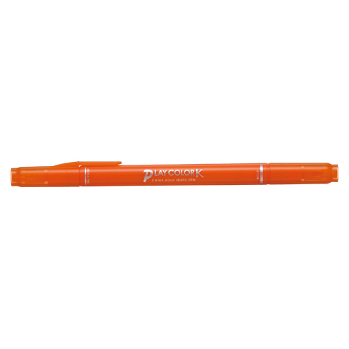 【トンボ鉛筆】水性サインペン　プレイカラーＫ　ツインタイプ　0.3＋0.8ｍｍ　だいだいいろ １本/WS-PK28