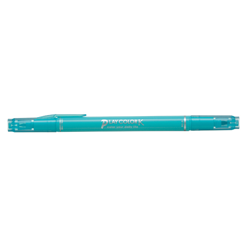 【トンボ鉛筆】水性サインペン　プレイカラーＫ　ツインタイプ　0.3＋0.8ｍｍ　アクア １本/WS-PK74