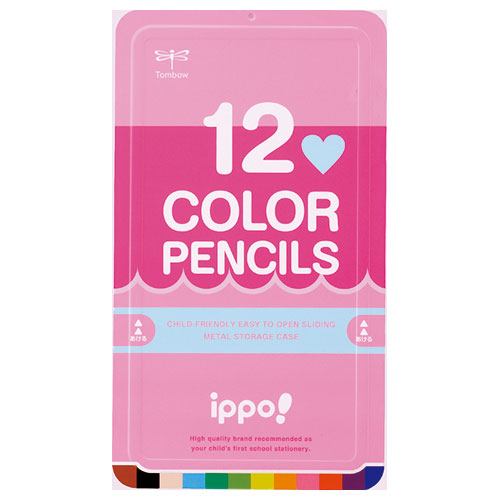 色鉛筆　１２色　丸軸　［Ｎｏ２４］　（ピンク）
