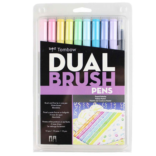 【トンボ鉛筆】ＡＢＴ　デュアルブラッシュペン　水彩　マーカー　カラーペン　ツインタイプ　DUALBRUSH　10色セット（パステル） １セット/AB-T10CPA