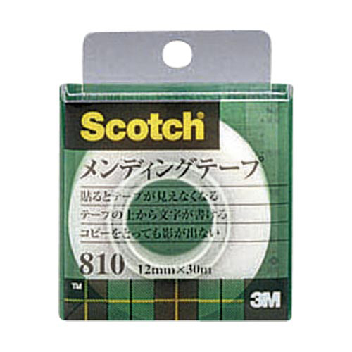 【スリーエム】スコッチ（Ｒ）　メンディングテープ　３Ｍ　小巻　巻芯径２５ｍｍ　寸法：幅１２ｍｍ×長３０ｍ １巻/810-1-12C