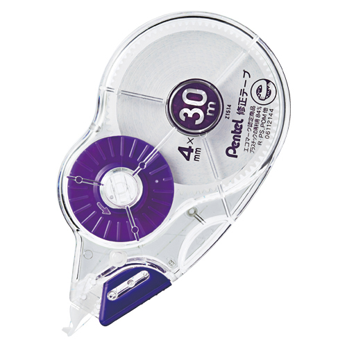 【ぺんてる】３０ｍ修正テープ　使い切りタイプ　幅４ｍｍ×長３０ｍ（紫） １個/XZT514-W