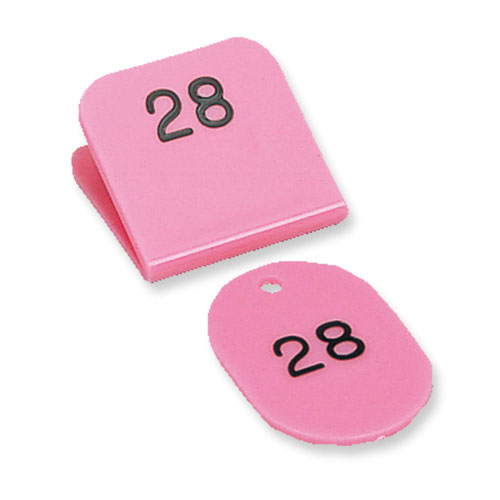 【共栄プラスチック】親子番号札　角型（親札クリップ式）　１〜５０（ピンク） ５０組/CT-3-1-P