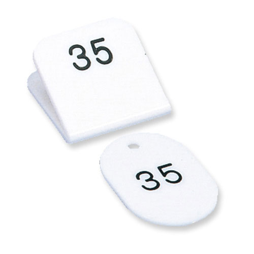 【共栄プラスチック】親子番号札　角型（親札クリップ式）　１〜５０（ホワイト） ５０組/CT-3-1-W