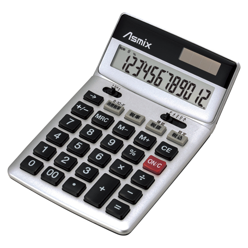 【アスカ】消費税電卓チルト（シルバー） １台/C1236S