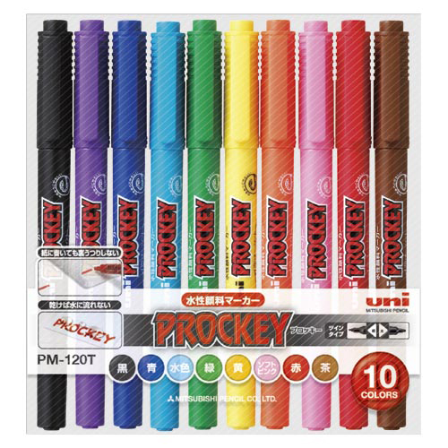 【三菱鉛筆】ユニ　プロッキー　１０色セット　１０色セット １セット/PM120T10CN