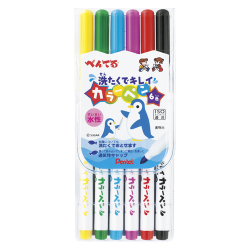 【ぺんてる】洗たくでキレイカラーペン　６色セット　１．５ｍｍ　６色セット １セット/SCS2-6