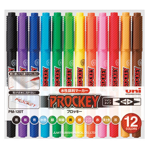 【三菱鉛筆】ユニ　プロッキー　１２色セット　１２色セット １セット/PM120T12CN