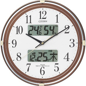 【リズム時計】電波掛時計　ネムリーナカレンダーリブ（チャメタリック） １個/4FYA05-006