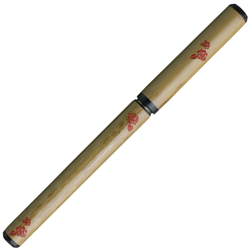 【あかしや】天然竹筆ペン　モダン柄　薔薇（桐箱入） １本/AK3200MK-46