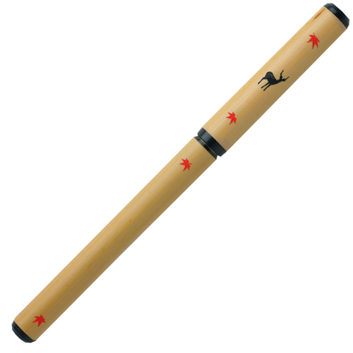 【あかしや】天然竹筆ペン　アニマル柄　秋鹿（桐箱入） １本/AK3200MK-56