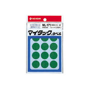 【ニチバン】カラーラベル　一般用　ＭＬ－１７１　一般用（単色）　２０ｍｍ径（緑） １Ｐ１５シート（１８０片）/ML-1713