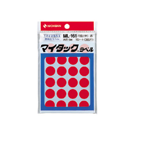 【ニチバン】カラーラベル　一般用　ＭＬ－１６１　一般用（単色）　１６ｍｍ径（赤） １Ｐ１５シート（３６０片）/ML-1611