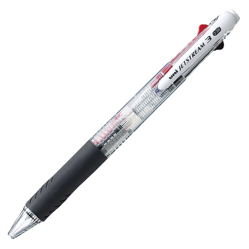 【三菱鉛筆】ジェットストリーム　３色ボールペン０．３８（黒・赤・青）（本体色：透明） １本/SXE340038.T