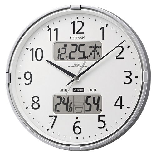 【リズム時計】電波時計　インフォームナビＦ（シルバーメタリック） １個/4FY618-019