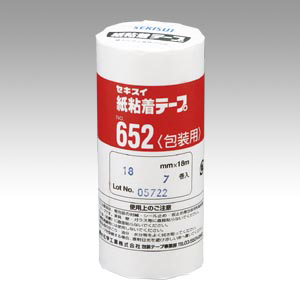【セキスイ】紙粘着テープ　寸法：幅１８ｍｍ×長１８ｍ ７巻/K652X03(NO652-18X18)