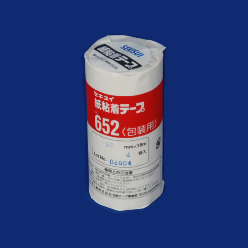 【セキスイ】紙粘着テープ　寸法：幅２０ｍｍ×長１８ｍ ６巻/K652X04(NO652-20X18)