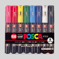【三菱鉛筆】ユニ　ポスカ　８色セット　カラーペン　イラスト　工作 １セット/PC1M8C