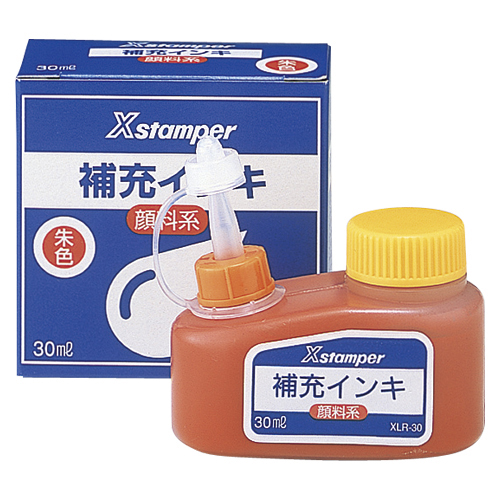 【シヤチハタ】Ｘスタンパー補充インキ　顔料系インキ　３０ｍｌ　朱 １本/XLR-30シユイロ