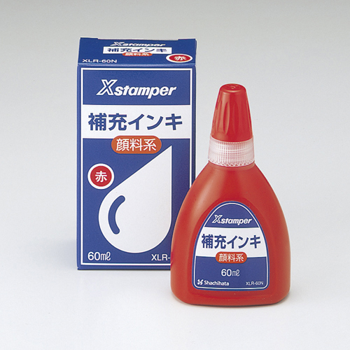 【シヤチハタ】Ｘスタンパー補充インキ　顔料系インキ　６０ｍｌ　赤 １本/XLR-60Nアカ