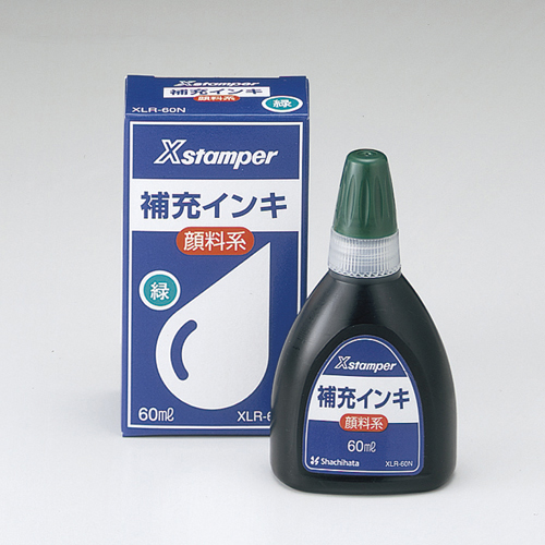 【シヤチハタ】Ｘスタンパー補充インキ　顔料系インキ　６０ｍｌ　緑 １本/XLR-60Nミドリ