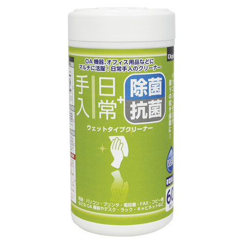 【ナカバヤシ】ウェットタイプクリーナー　日常手入　除菌・抗菌　ボトル６０枚　６０枚 １個/DGCW-B5060