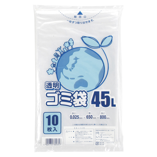 【シモジマ】ゴミ袋　透明ゴミ袋　４５Ｌ １０枚/006604800