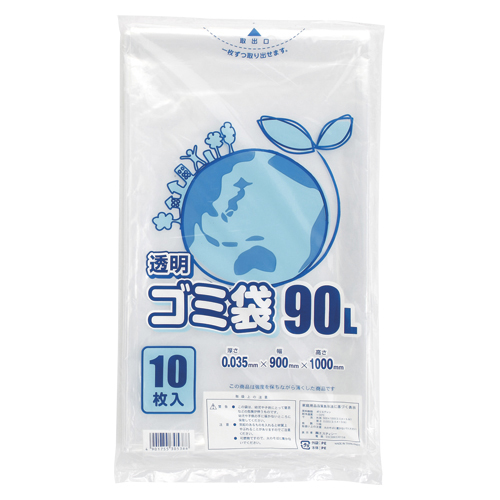 【シモジマ】ゴミ袋　透明ゴミ袋　９０Ｌ １０枚/006604830