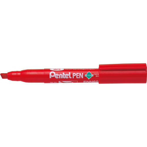 ぺんてるペン　平芯・太字　３．０〜６．０ｍｍ　赤