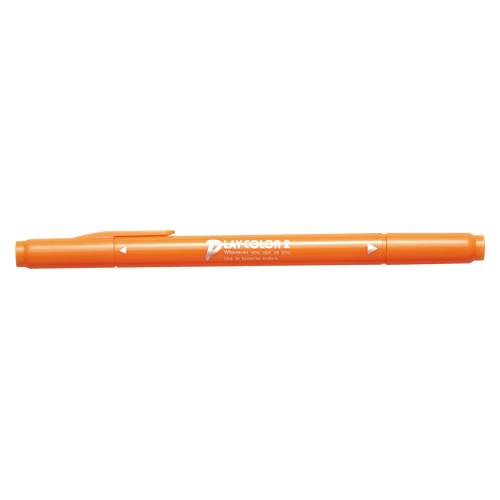【トンボ鉛筆】水性サインペン　プレイカラー２　ツインタイプ　0.4＋1.2ｍｍ　だいだいいろ １本/WS-TP28
