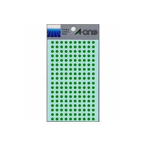 【エーワン】カラーラベル　丸型５ｍｍ径（緑） １Ｐ９シート（１８００片）/07063