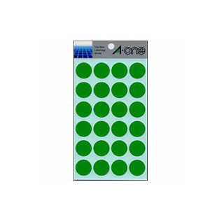 【エーワン】カラーラベル　丸型２０ｍｍ径（緑） １Ｐ１４シート（３３６片）/07043