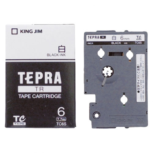 【キングジム】テプラ　ＴＲシリーズテープカートリッジ　白ラベル　幅：6mm（白テープ／黒文字） １個/TC6S
