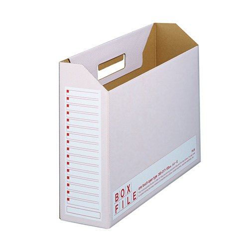 【プラス】ボックスファイル・エコノミータイプ　〈再生紙段ボール製〉　１０冊パック（レッド） １０冊/553-990