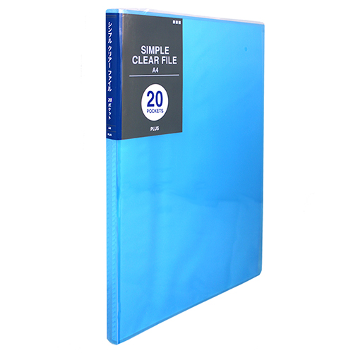 【プラス】シンプルクリアーファイル　２０ポケット（ブルー） １冊/ＦＣ－２２０ＳＣ