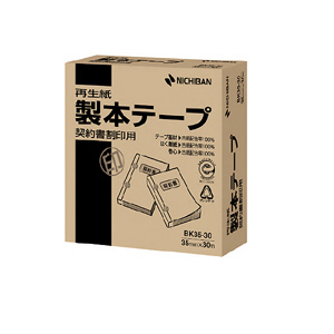 【ニチバン】製本テープ契印用〈再生紙〉　白　サイズ：幅３５ｍｍ×長３０ｍ １巻/BK35-3034