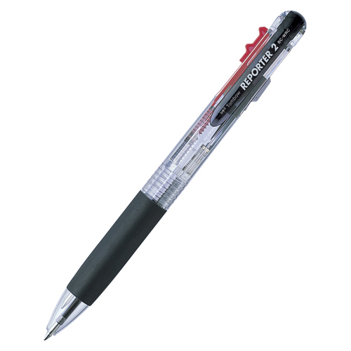 【トンボ鉛筆】リポーター２　２色ボールペン０．７（黒・赤）（透明） １本/BC-WRC20