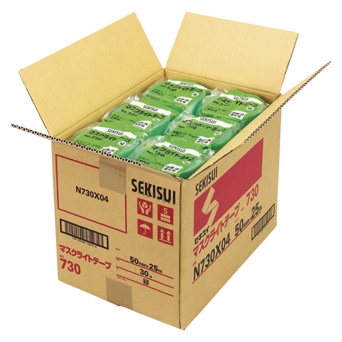 【セキスイ】マスクライトテープ　３０巻入　寸法：幅５０ｍｍ×長２５ｍ（緑） ３０巻/N730X04X30