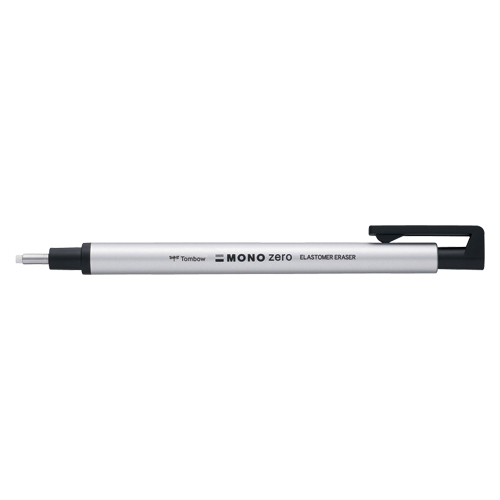 【トンボ鉛筆】ホルダー消しゴム　モノゼロ　丸型（シルバー） １本/EH-KUR04