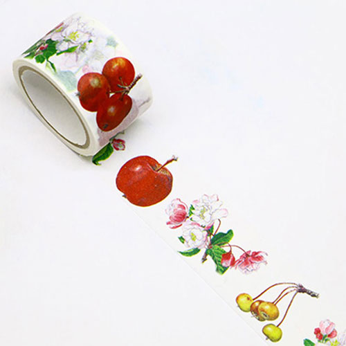 【カミイソ】ボタニカルアート　マスキングテープ　マステ　リンゴの花と実　２５ｍｍ １巻/GR-0023