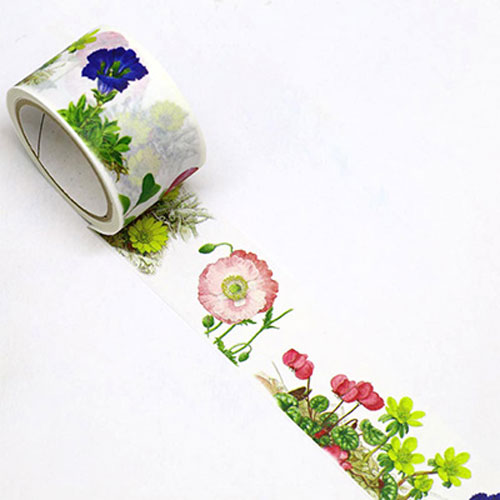 【カミイソ】ボタニカルアート　マスキングテープ　マステ　春の花・夏の花　２５ｍｍ １巻/GR-0036