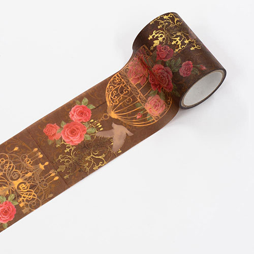 【カミイソ】美ＭＯＮＤＥ　和紙マスキングテープ　マステ　鳥籠と薔薇　５０ｍｍ １巻/GR-4070