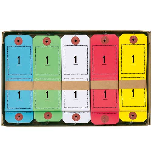 連番荷札　１〜１００　（青，赤，黄，緑，白，各１組・・・
