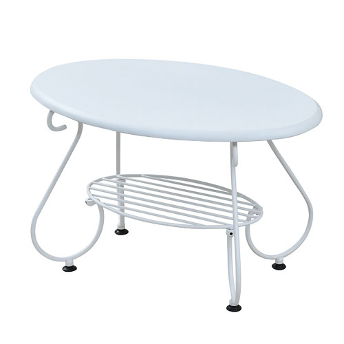 【ＪＫプラン】センターテーブル　楕円　ローテーブル　サイドテーブル　ヨーロッパ風　脚　アンティーク風（ホワイト） １台/IRI-0052-WH