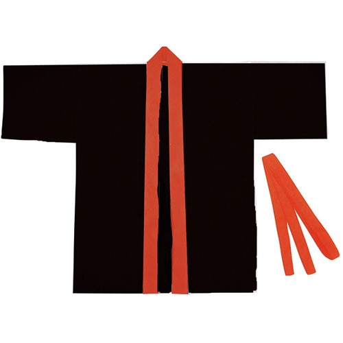 【アーテック】カラー不織布ハッピ　子供用　黒（赤襟）　夏祭り　体育祭　文化祭 １着/001551